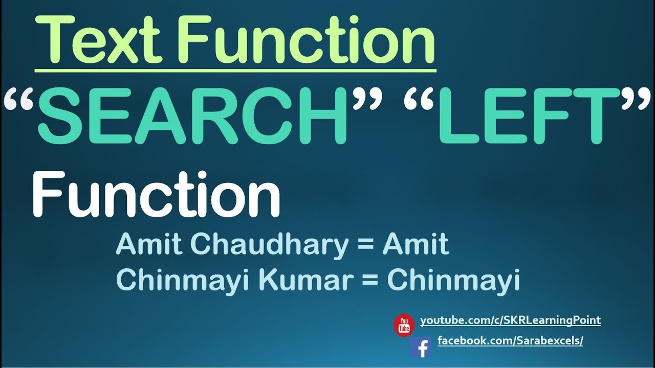 Excel in Hindi - How to use SEARCH & LEFT function 