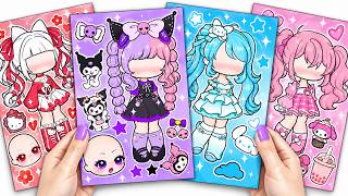 ✨Paper DIY✨ Sanrio Dress Up Sticker Book Unboxing| My Melody, Kuromi, Cinnamoroll, Hello Kitty| ASMR
