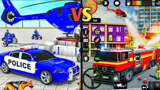 " Camion de police contre camion de pompiers 🔥 ! Qui intervient en premier ? Le défi ultime du si... screenshot 3