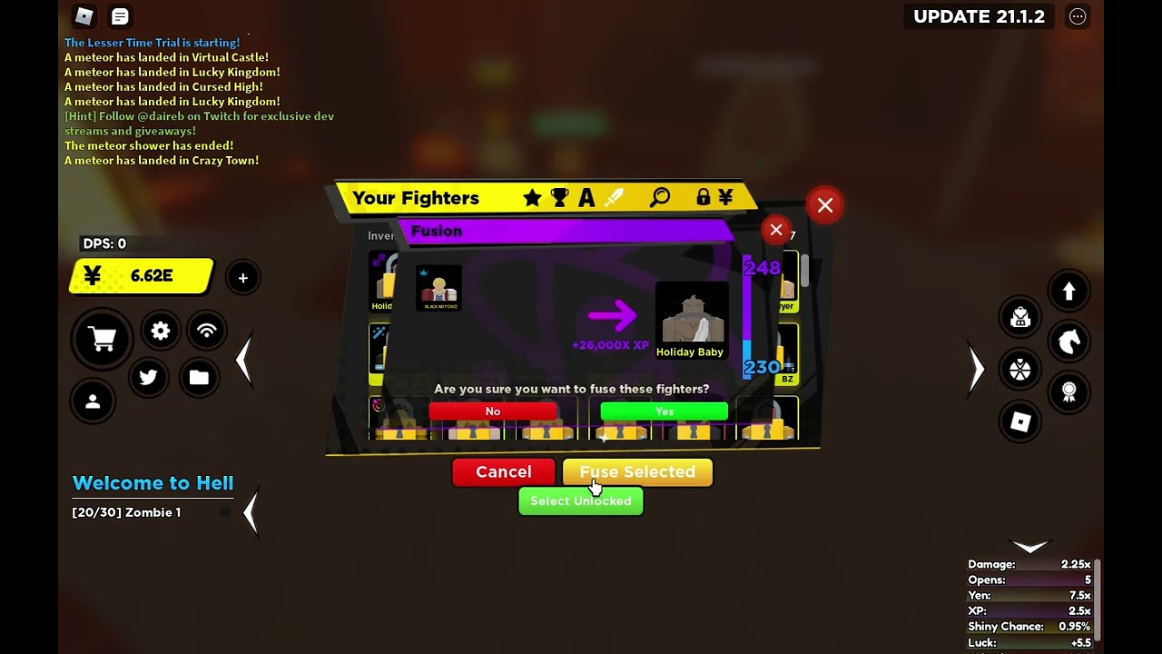 Fusing my *MAX* LEVEL 250 JULIUS to my Zeus in Anime Fighters Simulator