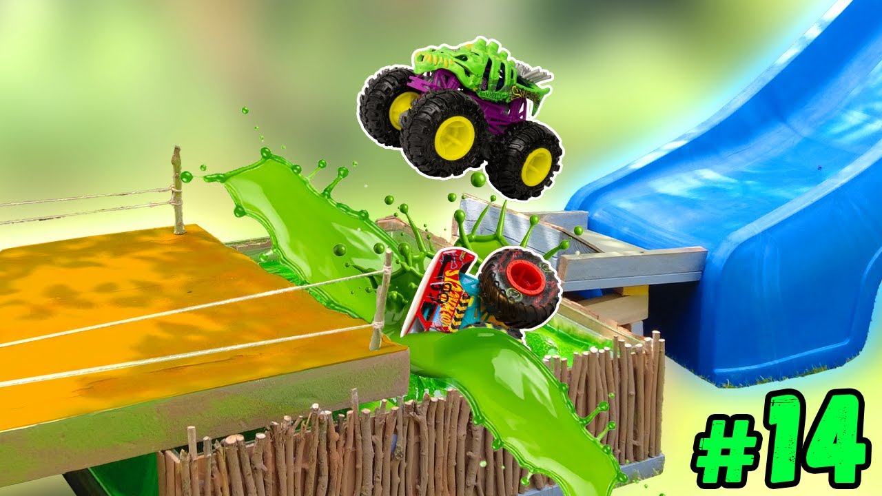 Competition #14: CHAMPIONSHIP '25 Hot Wheels MONSTER TRUCK Racing in the Pool Slide Race Green Slime