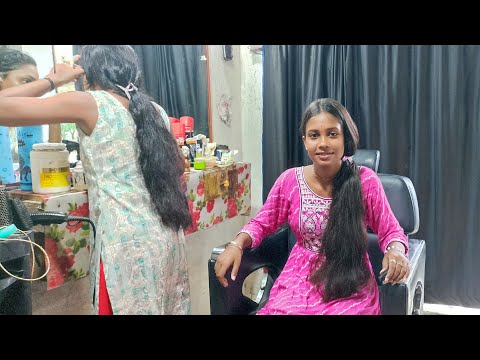 Girls Long Hair Cut Face Shave Head Shave Relaxing Head Massage Hair Transformation