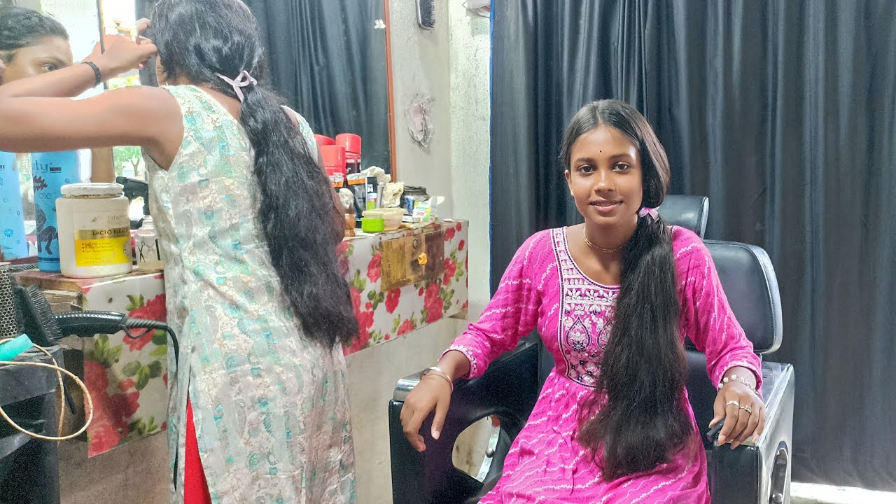 Girls Long Hair Cut, Face Shave, Head Shave & Relaxing Head Massage | Hair Transformation 