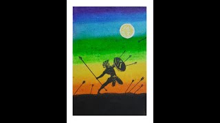 #Art#Oilpastels#creative#drawing#DIY#stayathome-How to Draw A Warrior with rainbow colors background screenshot 5
