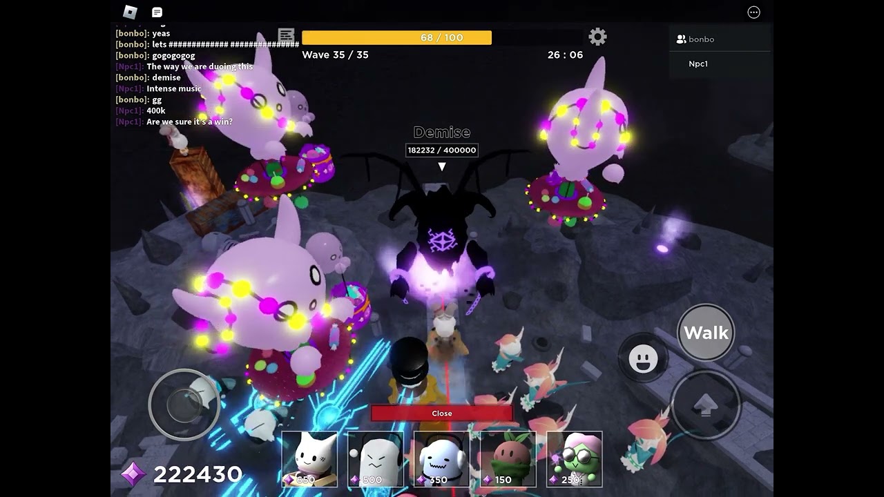 Beating demise on medium mode (tower heroes in roblox)