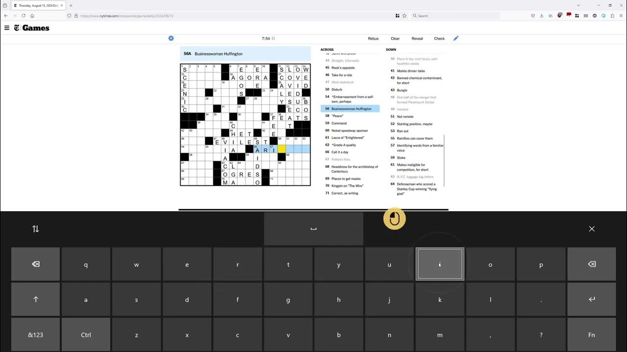 Using an Eye Tracker Solving the NYT Crossword (August 15, 2024