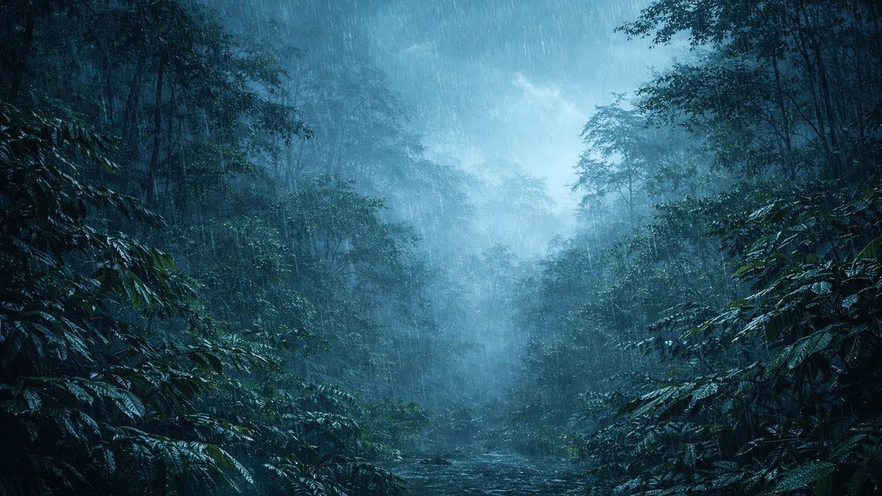 Hour Soft Rain in Deep Jungle 🌿 Rain & Birds Ambience for Deep Sleep & Relaxation (4K)