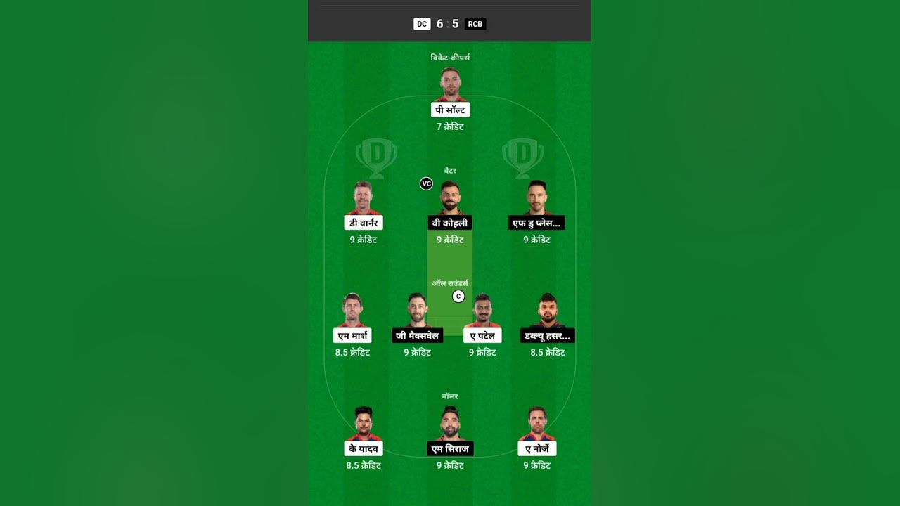 rcb-vs-dc-today-team-shortfeed-ytshorts-ipl2023-dream11-viral