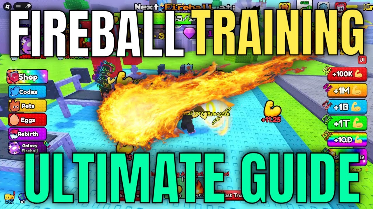 Полное руководство по тренировке огненного шара! (Сила, деньги, драгоценные камни) - Roblox