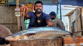 KASIMEDU ? SPEED SELVAM | KING SEER FISH CUTTING VIDEO | 4K VIDEO | KM FISH CUTTING