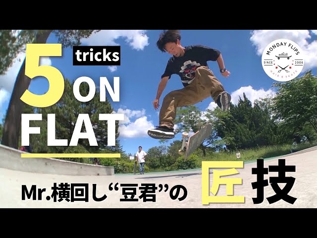 5 on flat trick #2】釣り人スケーターによるスケボートリック5点盛り