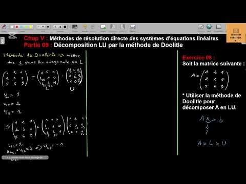 V.9. Décomposition LU par la méthode de Doolitle
