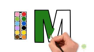 Letter M kids alphabet drawing and coloring