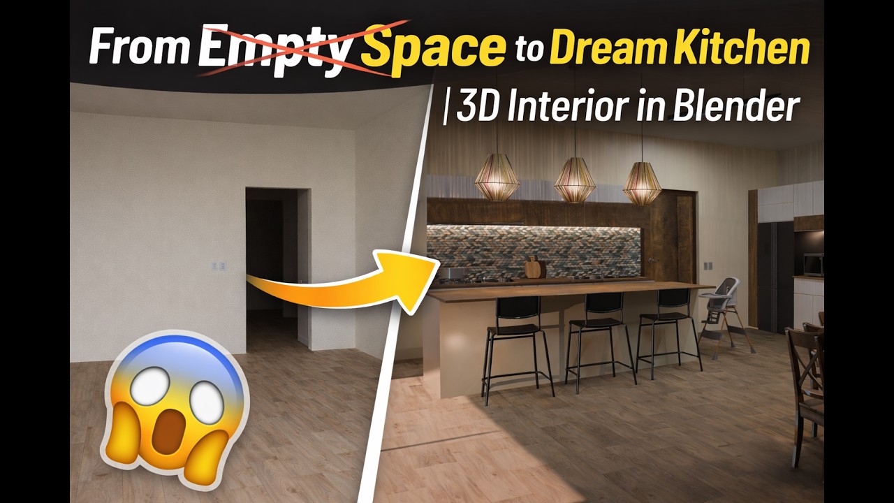 From Empty Space to Dream Kitchen | 3D Interior in Blender