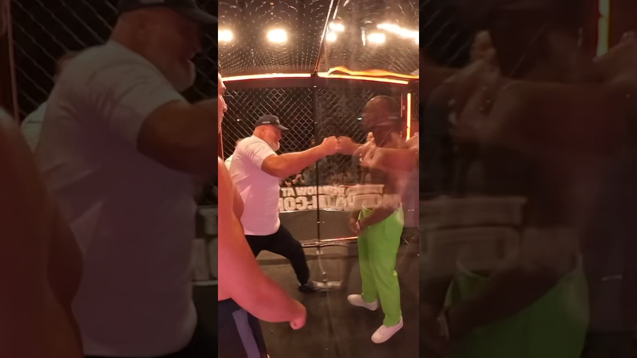 John Fury tries to BREAK THROUGH cage to get to KSI during face off with Tommy Fury 😳