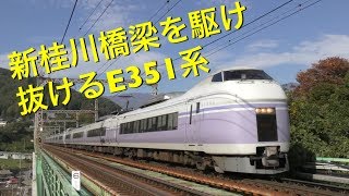 【快走！】新桂川橋梁を駆け抜けるE351系　スーパーあずさ