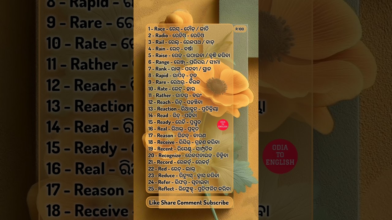 R 100 English Vocabulary #shortvideo #shorts #english