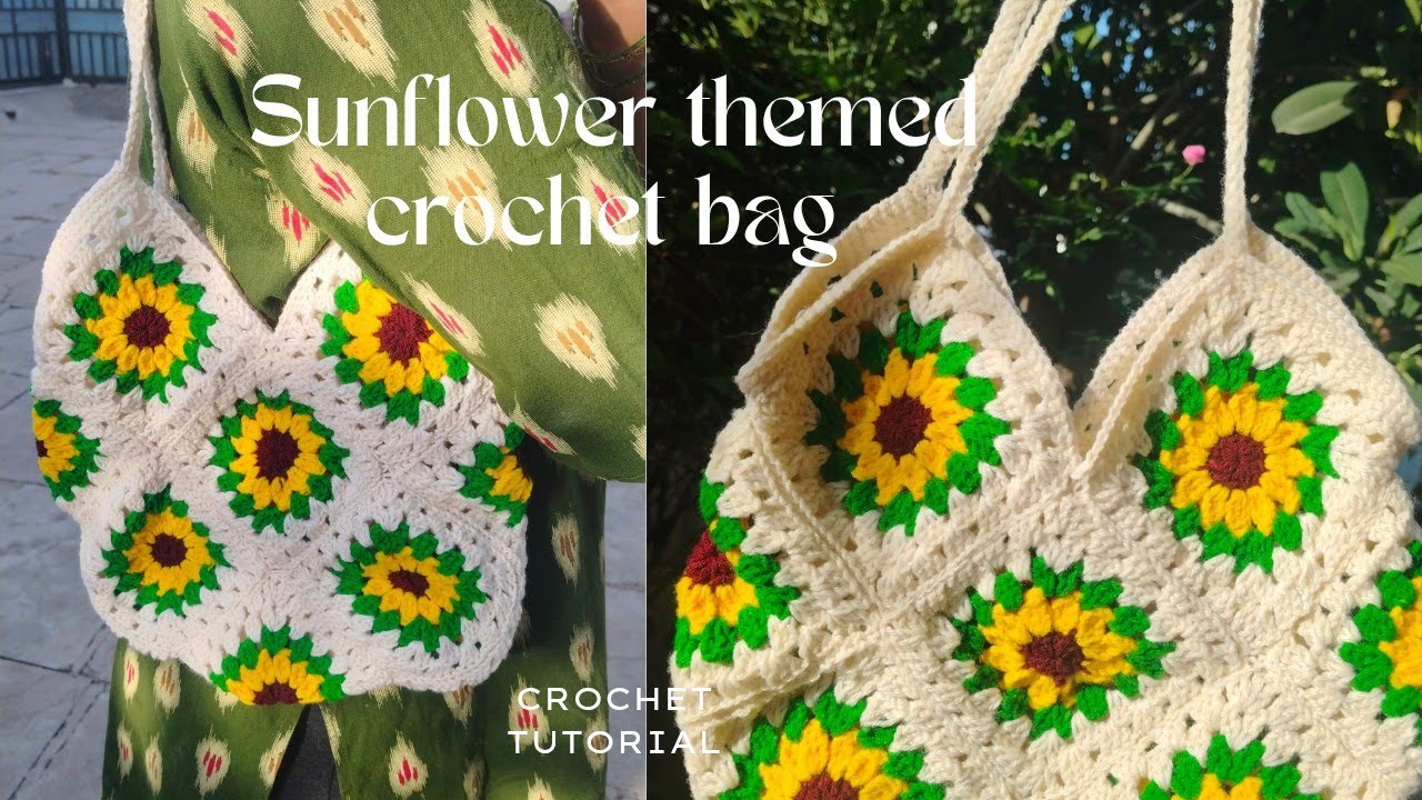 Sunflower 🌻 crochet bag 🧶 🌻 Crochet Sunflower Bag Tutorial | Easy ...