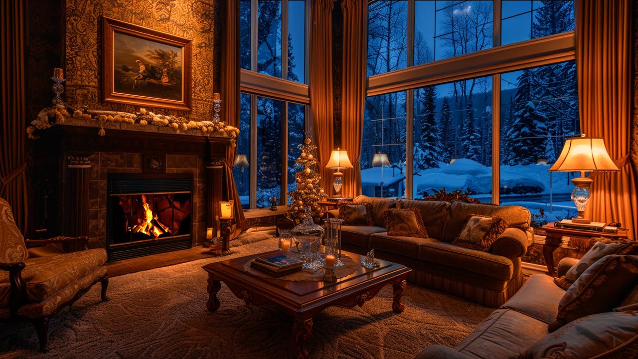 Cozy Winter Cabin - Relaxing Blizzard and Snowstorm Sounds w/ Fireplace ...