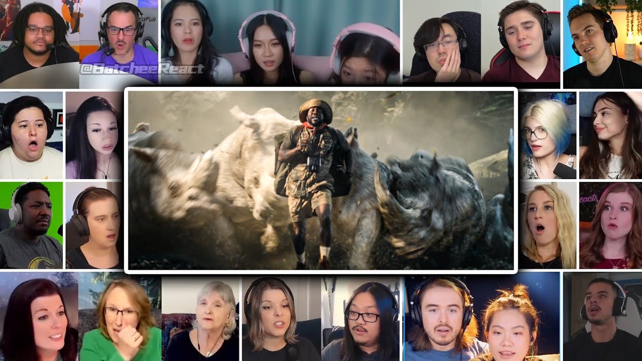 Rhino Chase Scene | Jumanji: Welcome to the Jungle (2017) Reaction Mashup