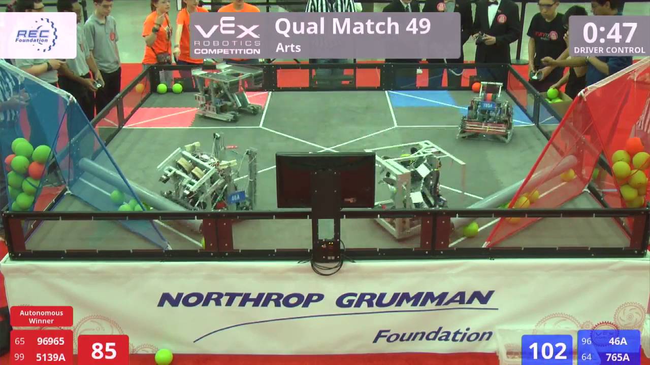 VEX Worlds 2016 - VRC High School - Arts - Qual 49 (96965 5139A) 169 vs 197 (46A 765A)