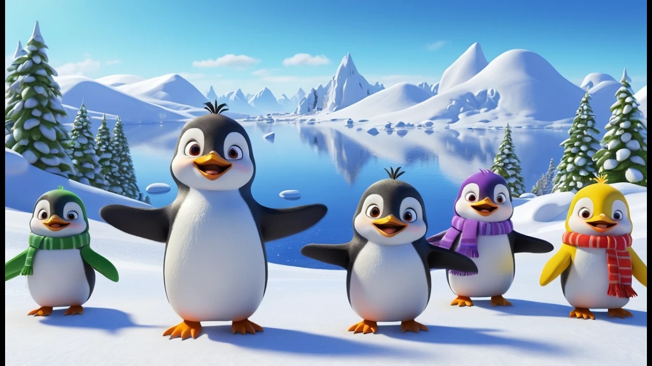 Five Little Penguins Sliding on Snow | Winter Adventure & Counting Song ...