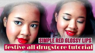 Simple Festive Red Glossy Lips All Drugstore Makeupobsession1995