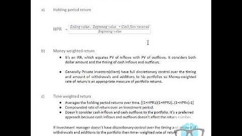 Bright Analyst, CFA Level 1  PRM , Portfolio Return Measures