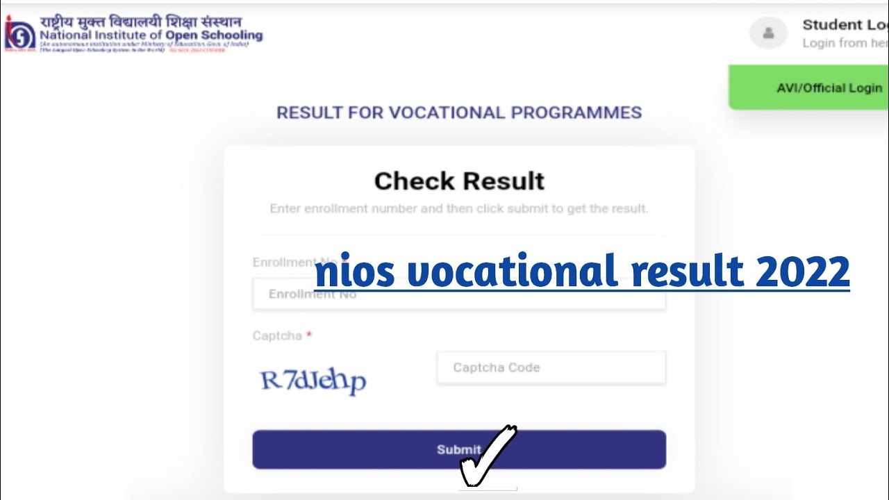 nios vocational result 2022