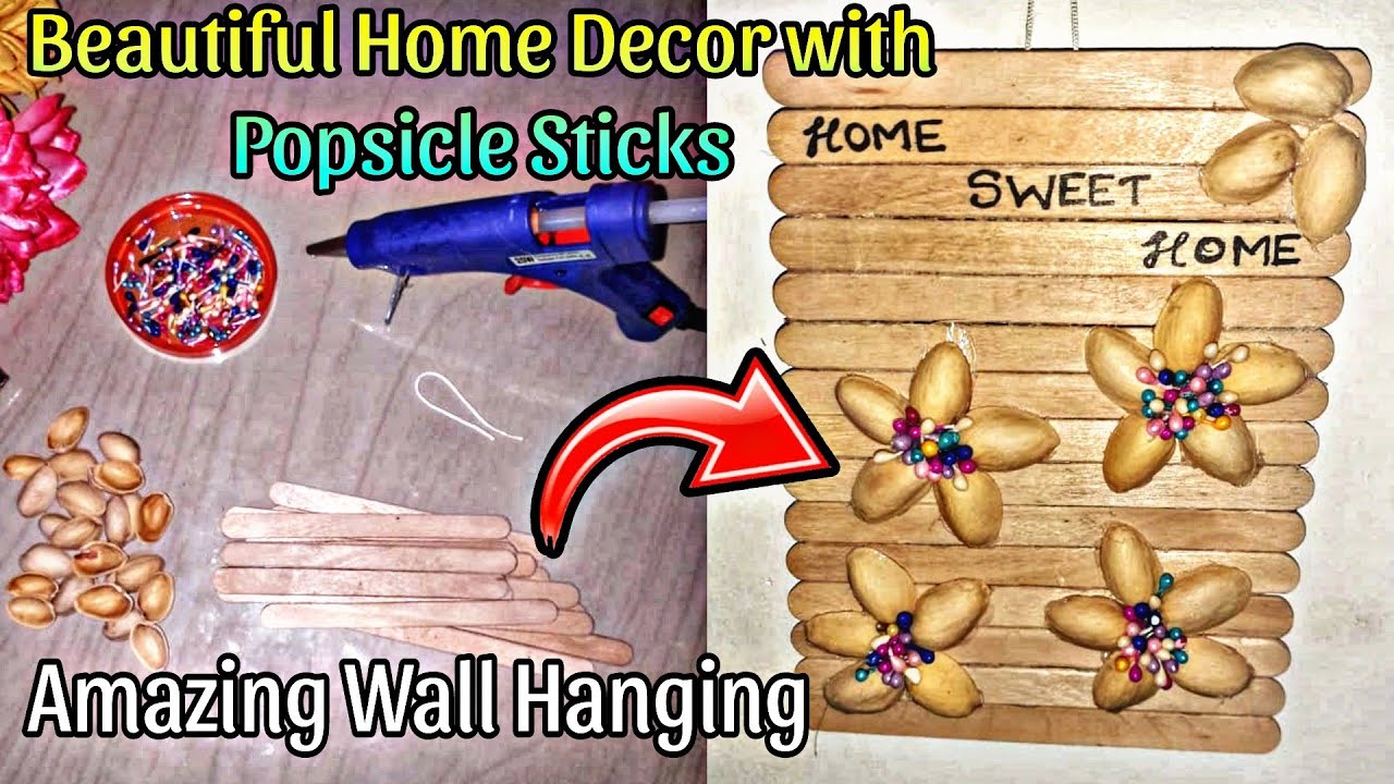 Beautiful home decor with popsicle sticks Wall hanging craft ideas