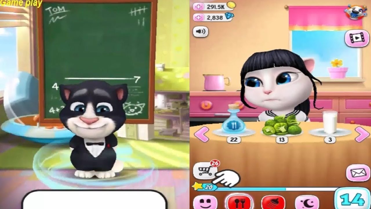 My Talking Angela Level 14 VS My Talking Tom Level 10 Gameplay