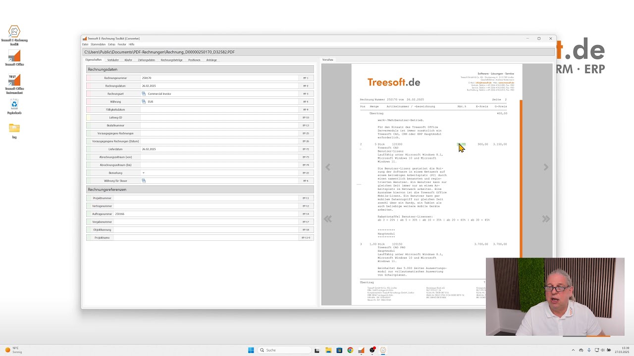 Syod Treesoft PDF2XRechnung Converter - Funktionen im Detail - YouTube
