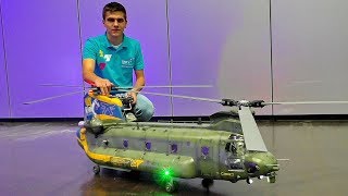 GIANT RC SCALE BOEING VERTOEL CH-47 CHINOOK TANDEM MODEL HELICOPTER FLIGHT DEMO INDOOR