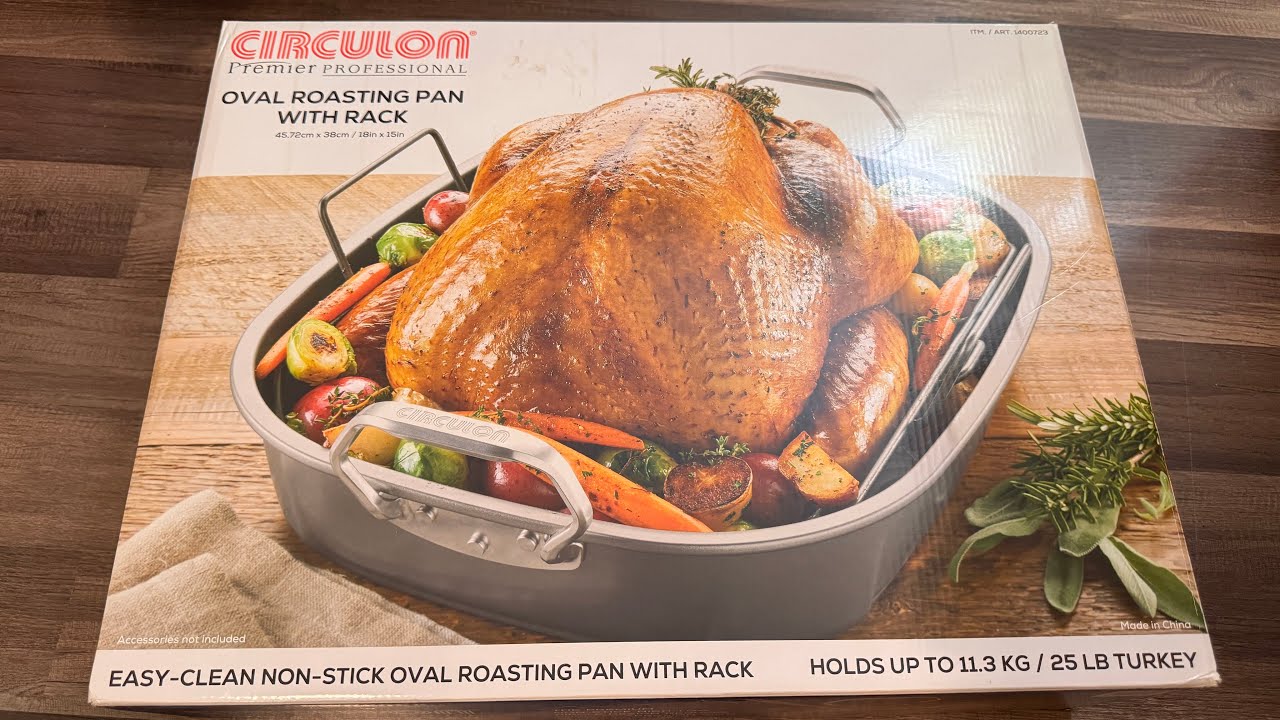 CIRCULON Premier Professional Oval Roasting Pan with Rack 18in x 15in