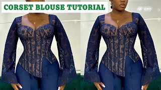 CORSET WITH BRA CUPS (cutting and sewing) / Easy tutorial for beginners