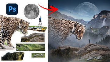 photo manipulation of surreal landscape with giant jaguar
