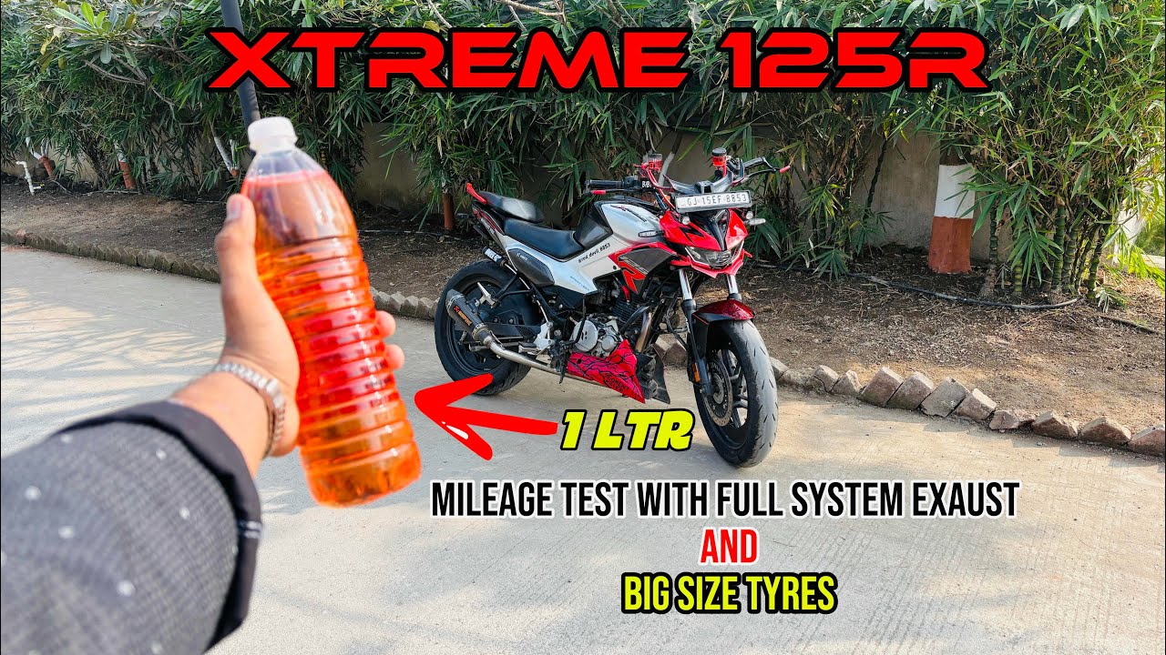 Xtreme 125R 1 Litre Mileage Test 😱 | Full System Exhaust + Big Tyres | Shocking Result!