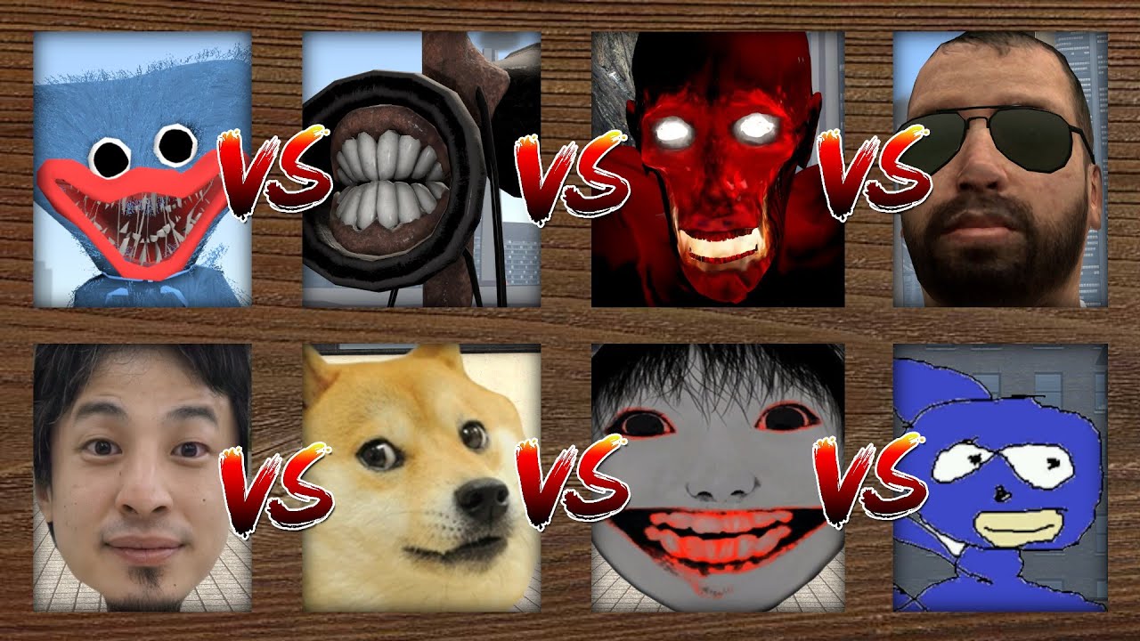 ハギーワギーとサイレンヘッドと強化シャイガイとFBIと西村博之と巨大柴犬の顔面とよしえとSANICを戦わせてみた【ゆっくり実況 GMOD】