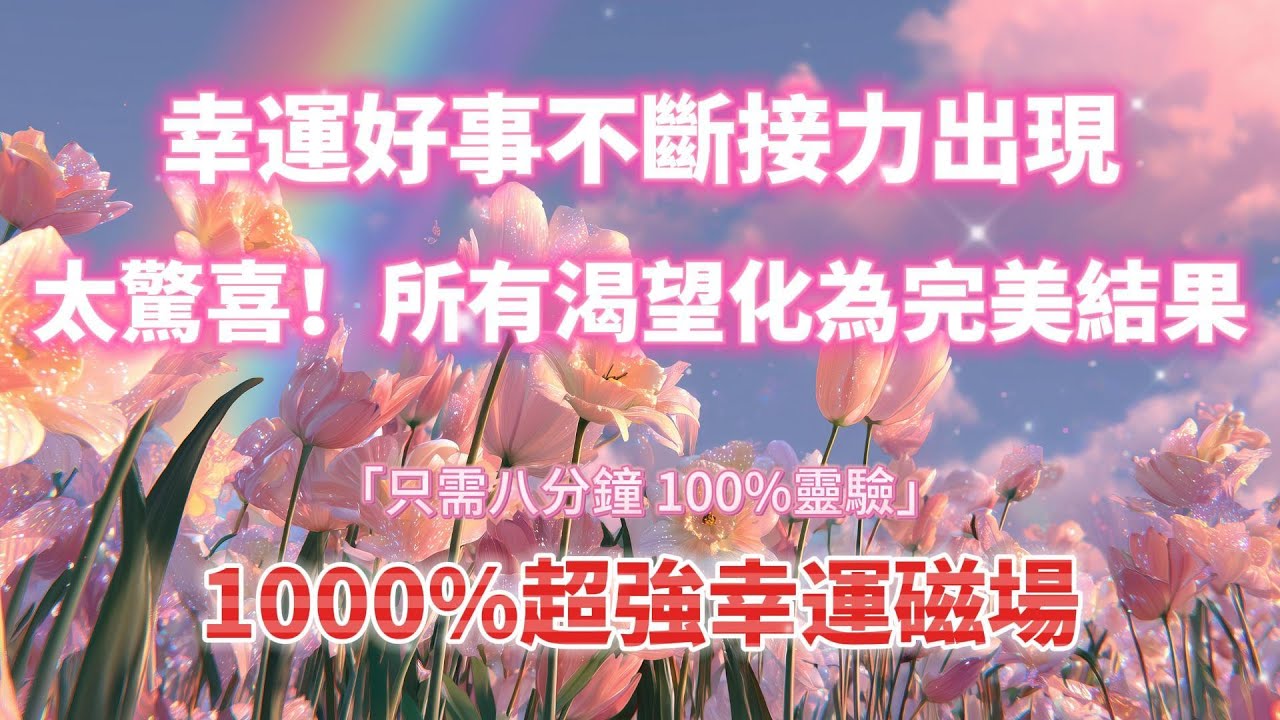 1000%超強幸運磁場 🌸 所有渴望化為完美結果（⚠️注意：只需八分鐘！100%靈驗）幸運好事不斷接力出現｜吸引力法則，冥想音樂，能量音樂，顯化，正念冥想