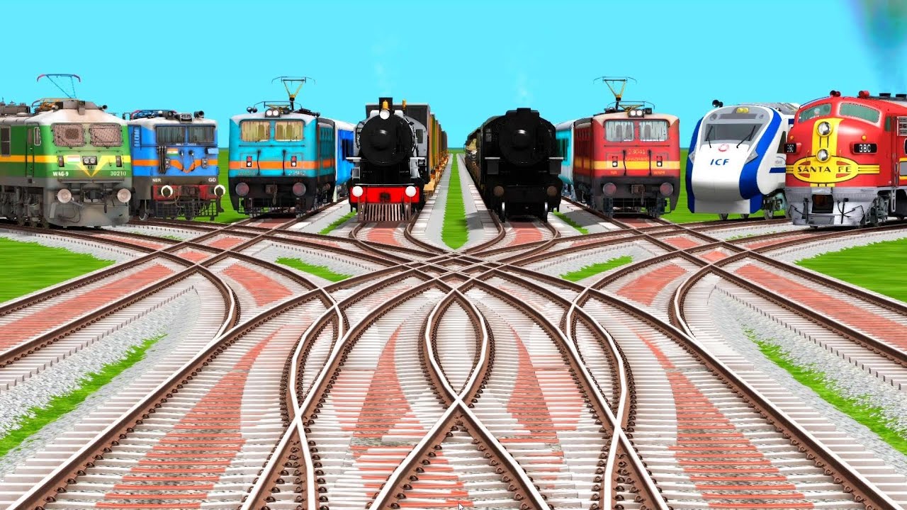 Viii Train Crossings at Bumpy Forked Railroad Crossing Forked Tracks | train videos indian railways