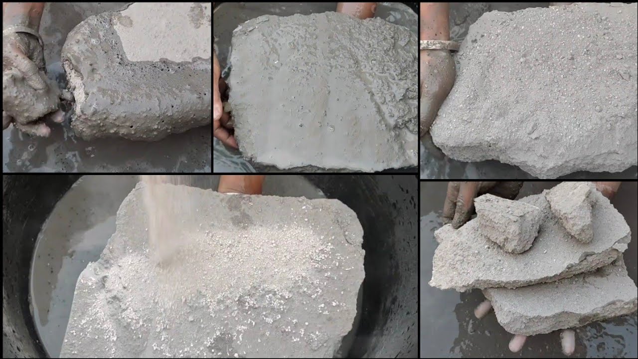 Soft big thin chunks of sand cement water 💦crumbling/dipping ||satisfying|| #ASASMR