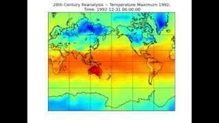 Global maximum temperature in 1992. NOAA 20th century reanalysis
