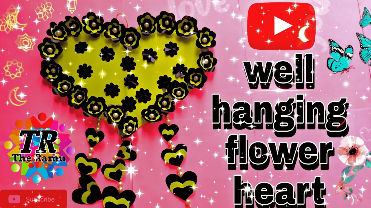 paper flower hanging heart Kaise banaen YouTube