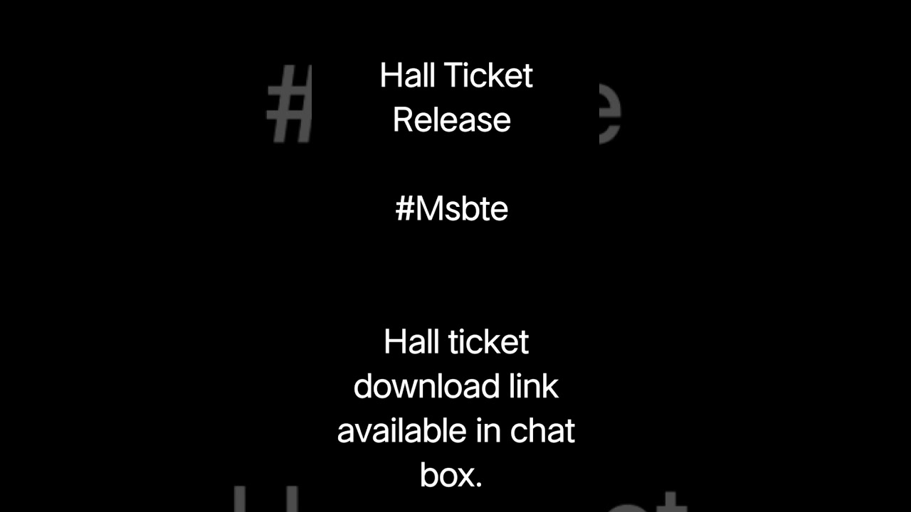 Msbte hall ticket release