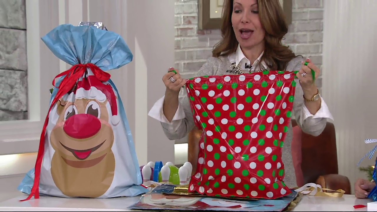 Kringle Express 60pc Easy Drawstring Gift Bags & Tags on QVC YouTube
