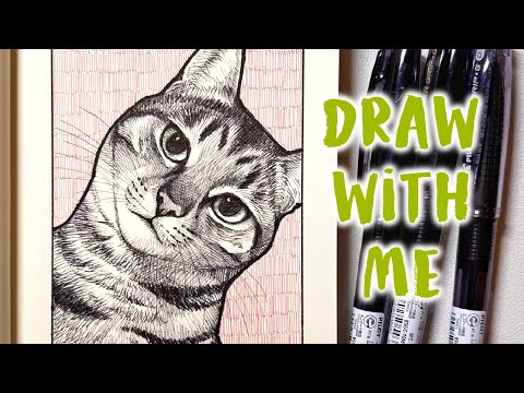 Smile　トランペットを持つ猫の絵 うちの子sketch 【気づいたこと】 筆ペンでの一発描きをやった