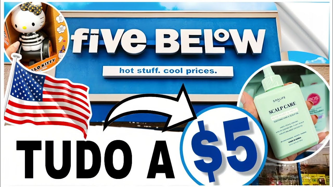 LOJA FIVE BELOW NOS EUA - TUDO ATÉ $5 💸 ACHEI PRODUTOS DE $1 😱 LOJA BARATA NOS EUA 