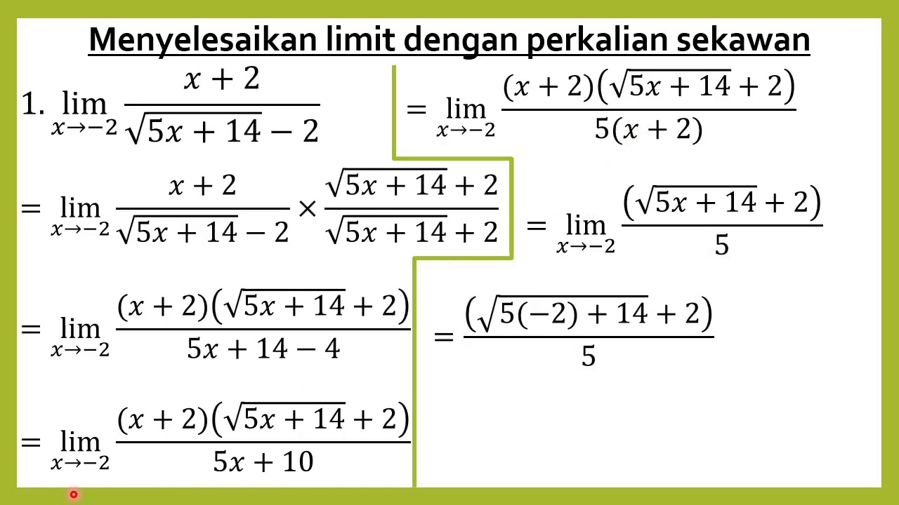 Menyelesaikan limit dengan perkalian sekawan - YouTube