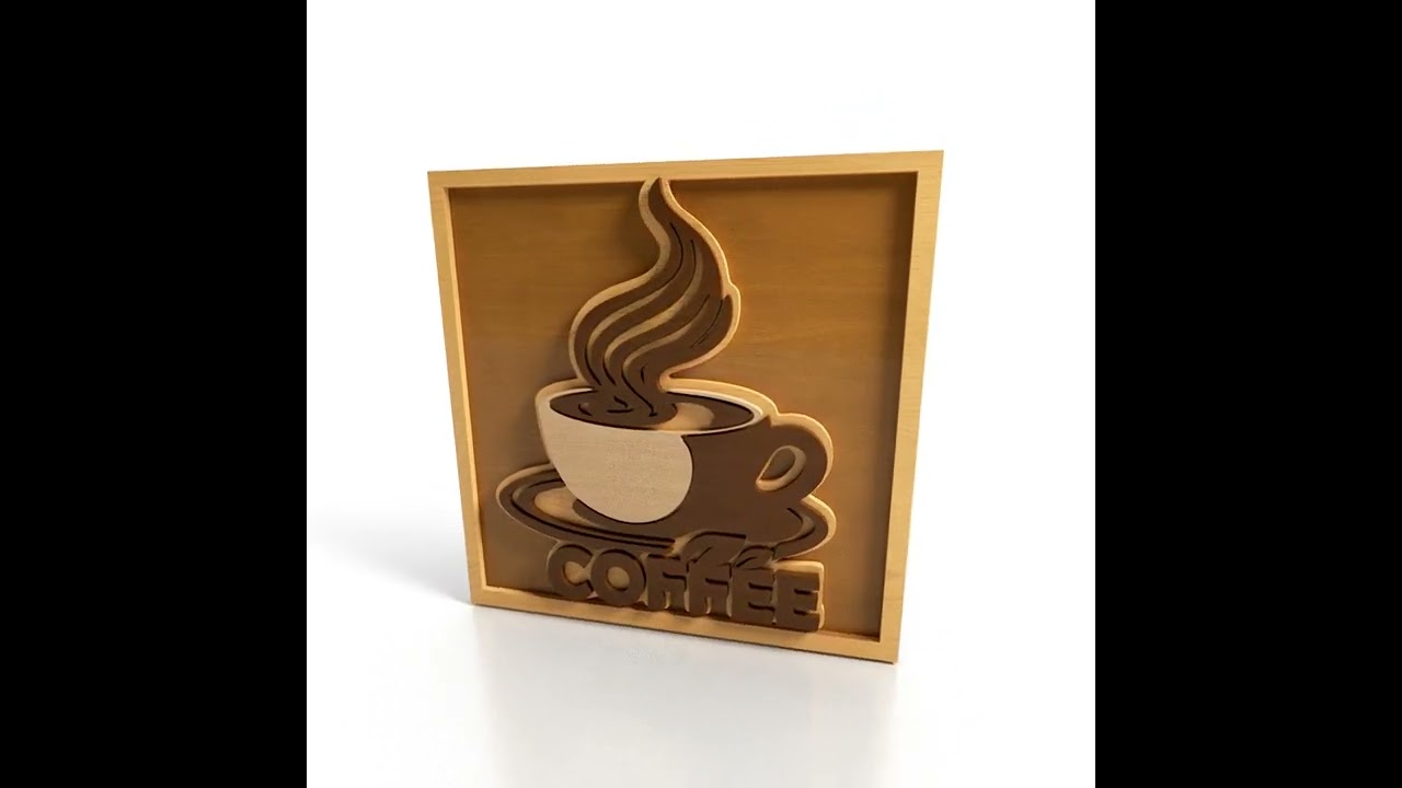 Layered Coffee Cup | 3D Kitchen Wall Art Digital File | Laser Cut Design for Cricut & Glowforge