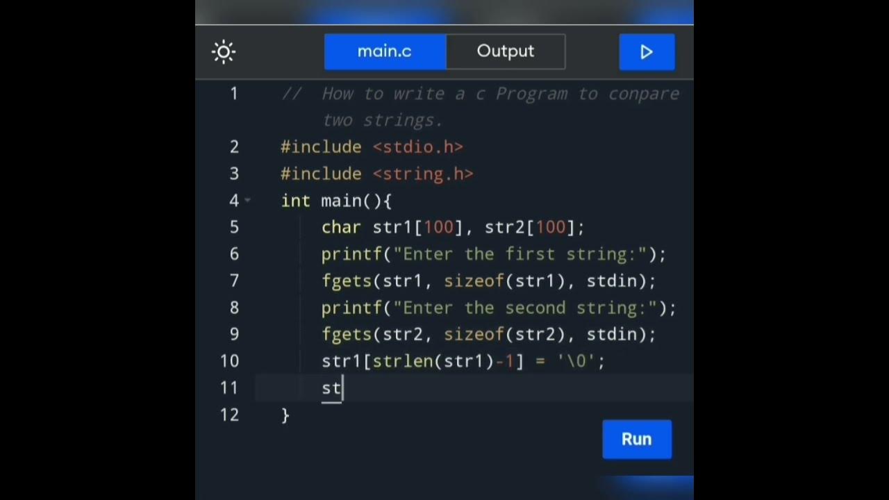 How to write a c Program to compare two strings. - YouTube
